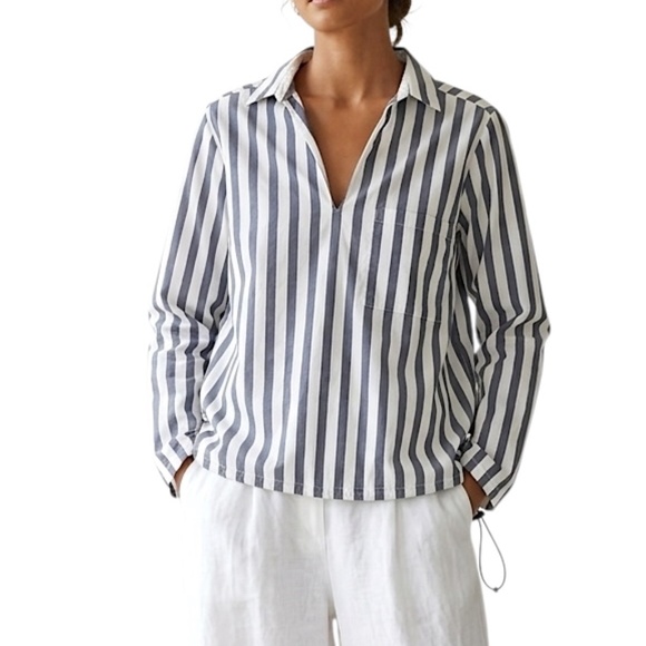 Peak Performance Tops - Peak Performance Sweden pure cotton blue white stripe boxy oversized top S
